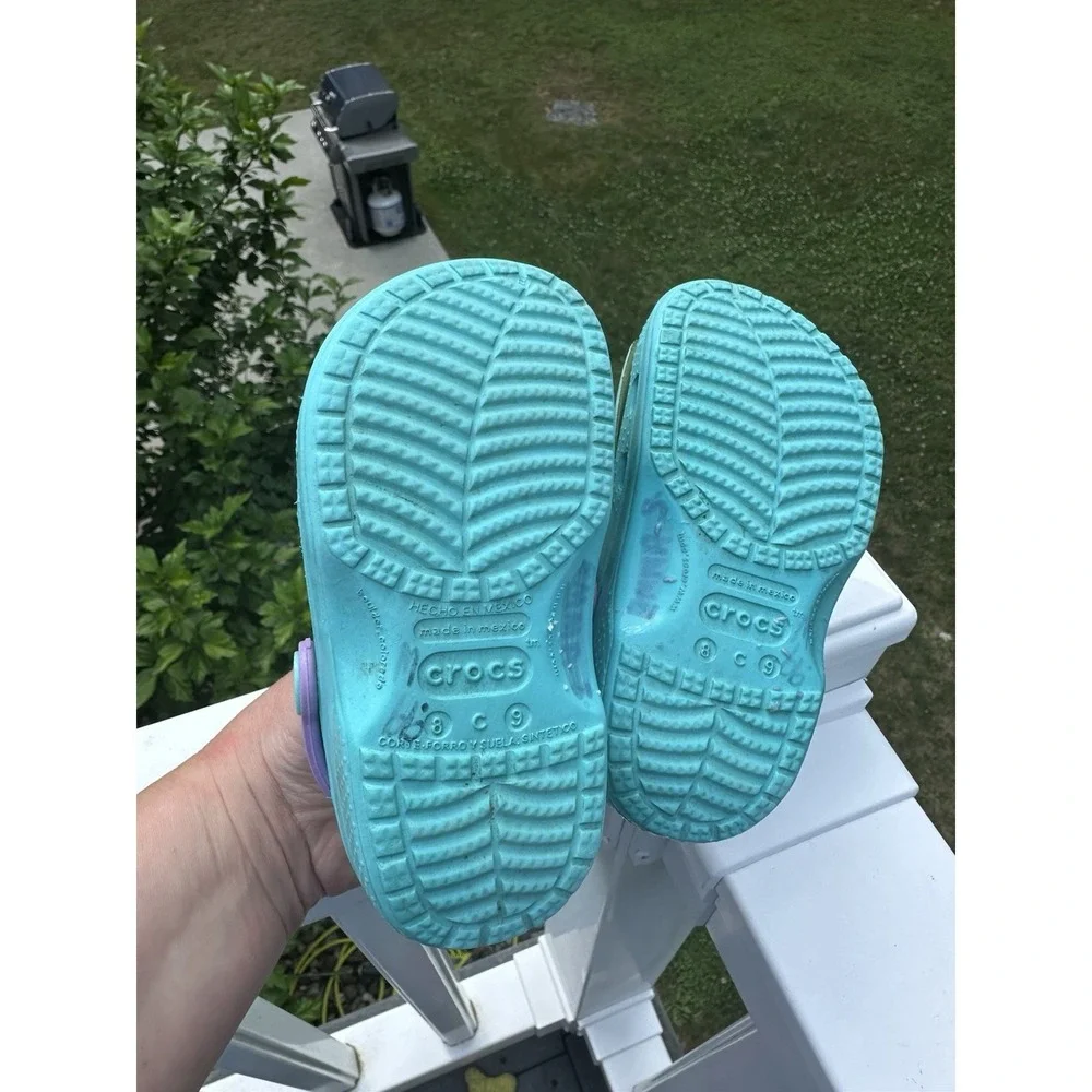 Disney Frozen Elsa Crocs Toddler Clogs Blue Glitter Size C8